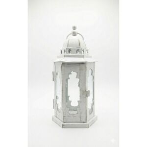 White Metal Decorative Lantern Moroccan Style Outdoor Indoor Wedding Decor